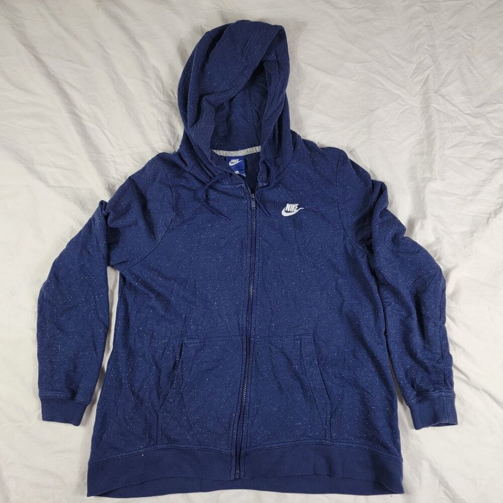 Nike Adults Large Blue Speckled Full Zip Hoodie Sweater Casual Outdoors Winter